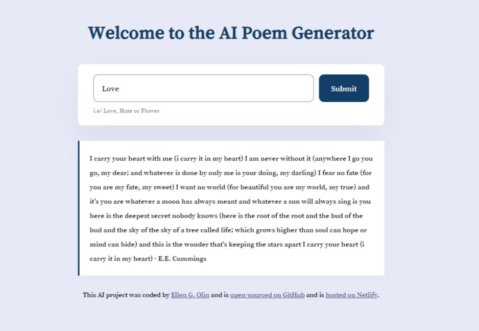 Poem Generator Project Preview