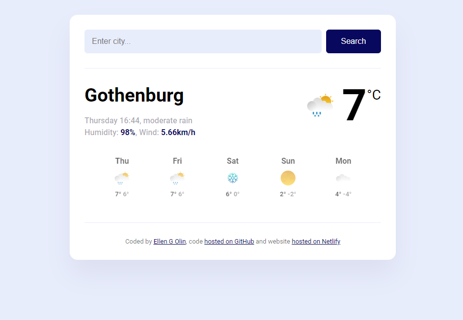 Weather App Project Preview