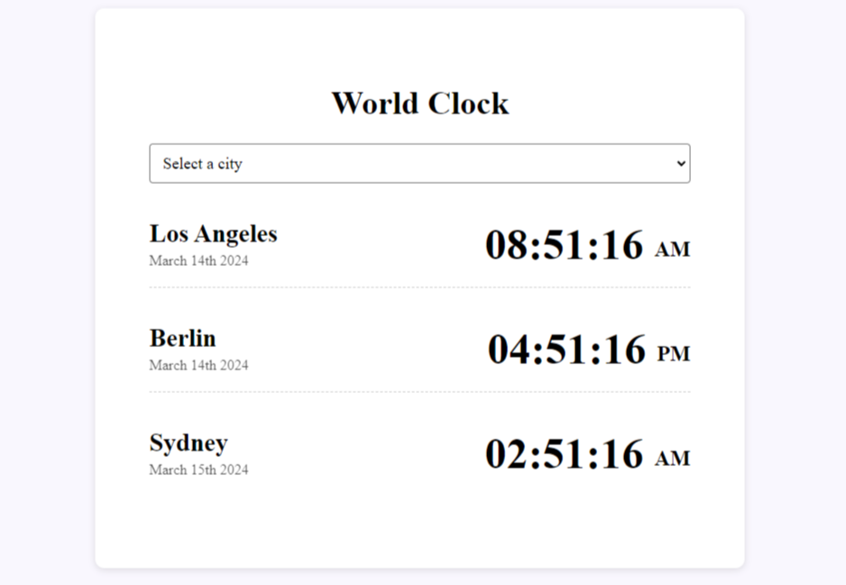 World Clock Project Preview